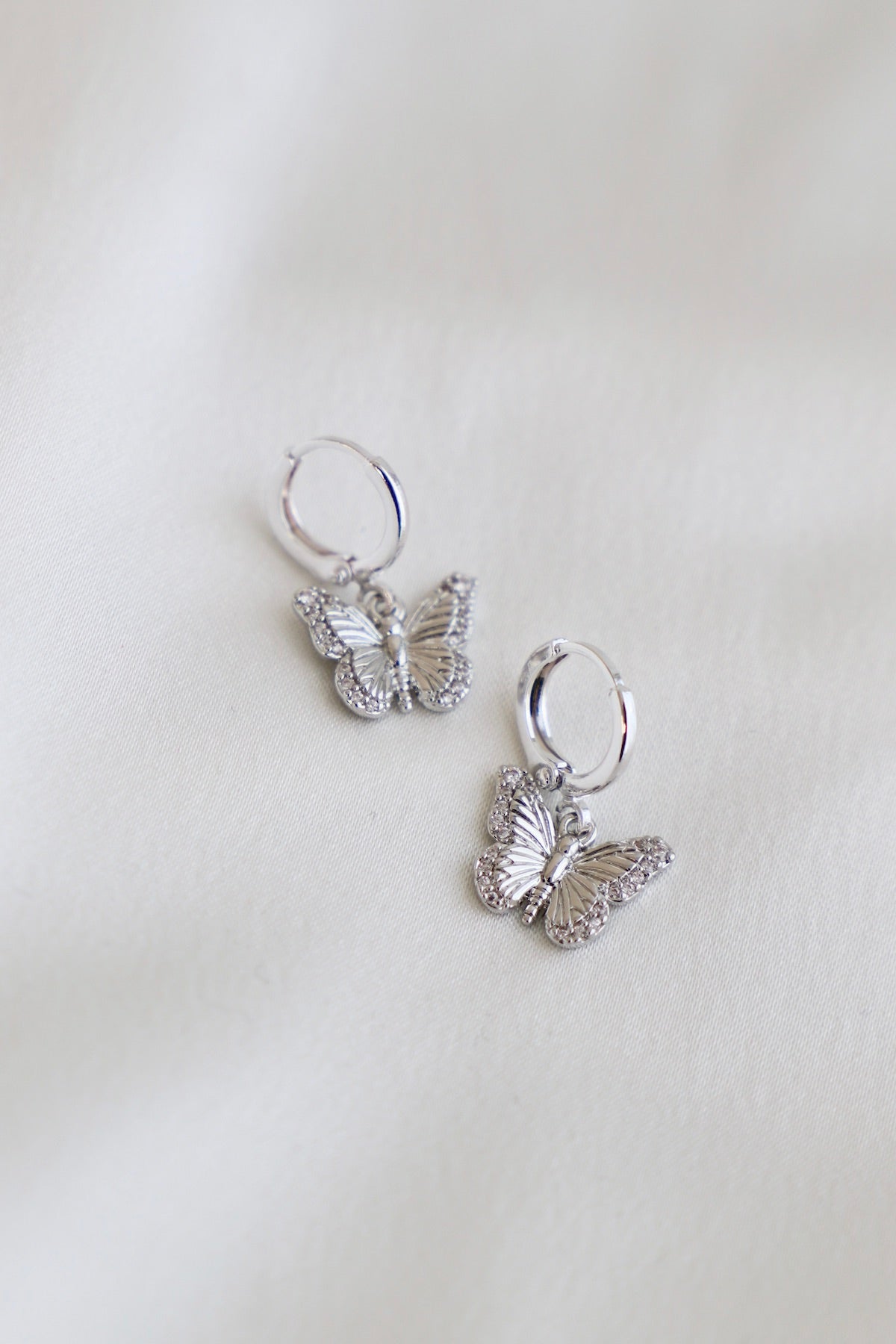 Silver orders Butterfly Huggie Hoop Earrings