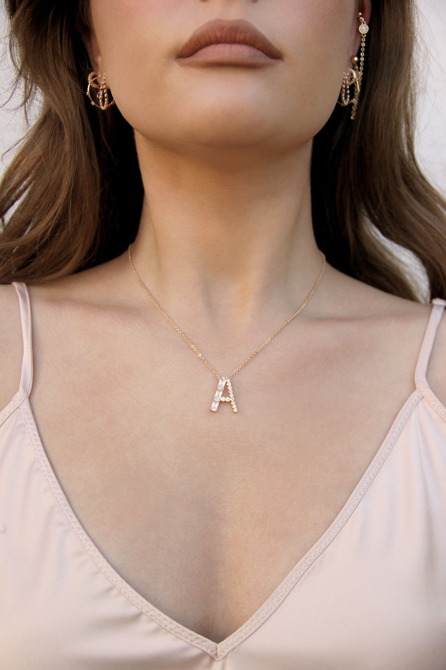 Mixed Crystal Initial Necklace