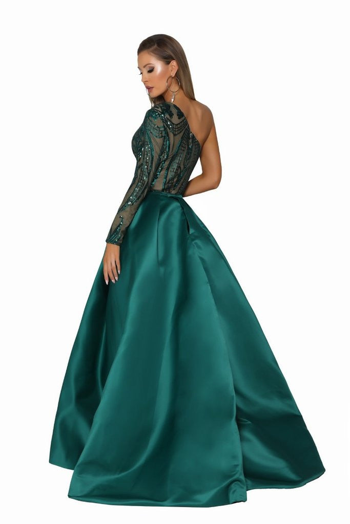 PS1705 portia and scarlett one shoulder Emerald Dress