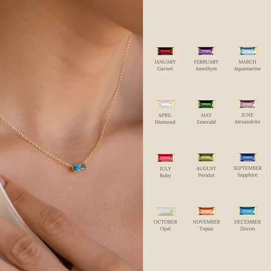 CZ Birthstone Necklace in Gold