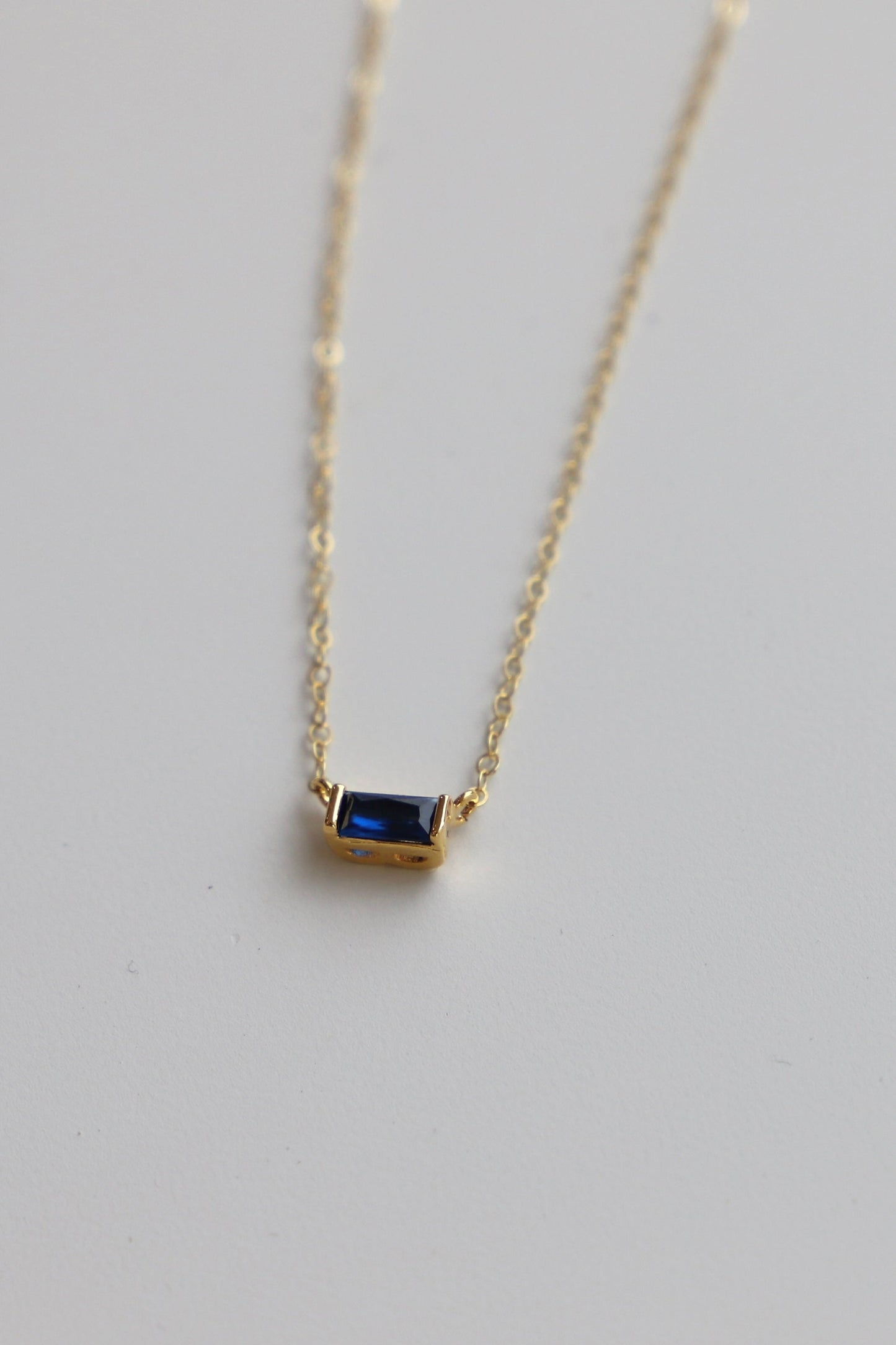 FLOATING SAPPHIRE CZ BAGUETTE NECKLACE