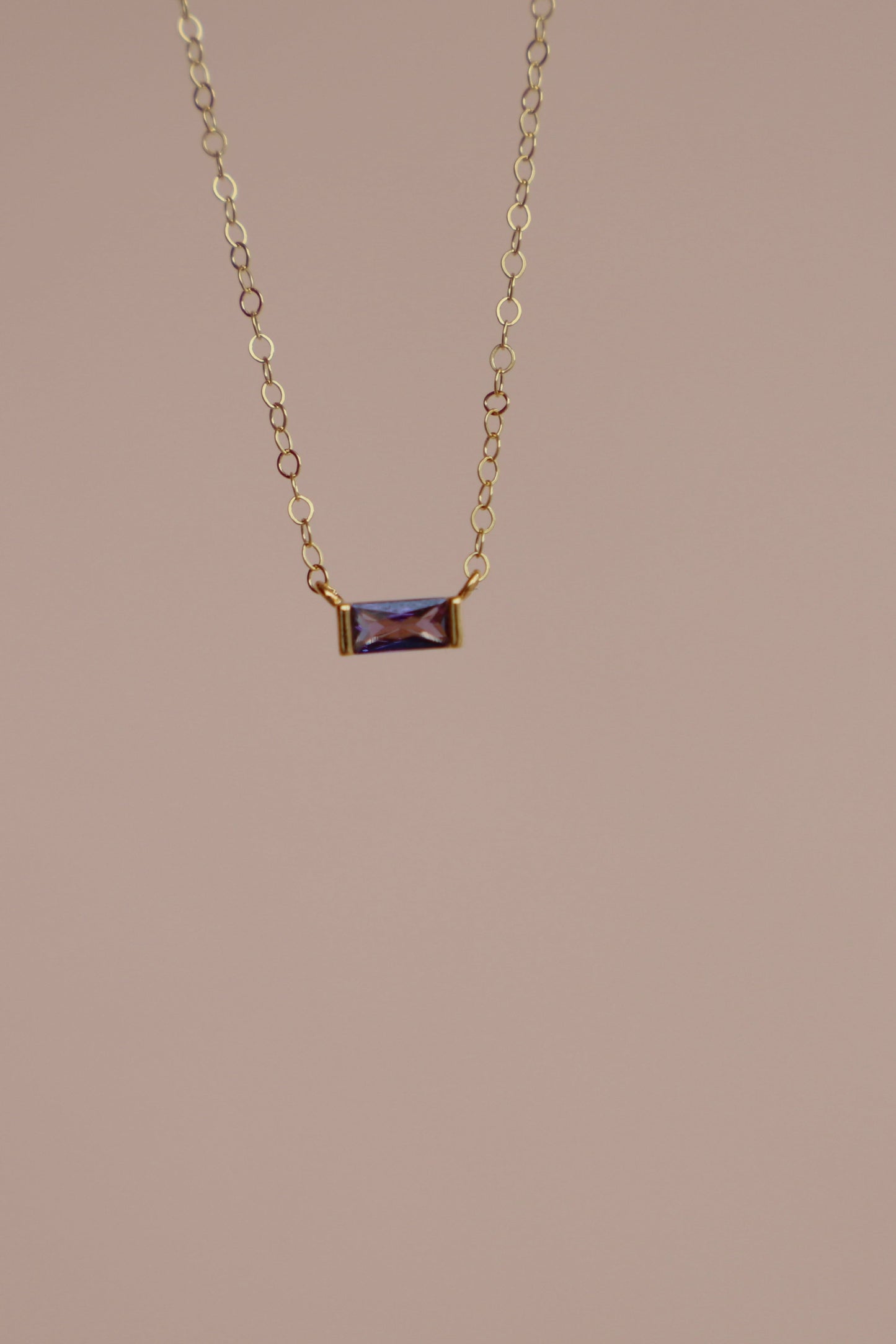 FLOATING AMETHYST CZ BAGUETTE NECKLACE