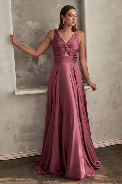 Marlena Gown - A-Line Keyhole Satin Dress