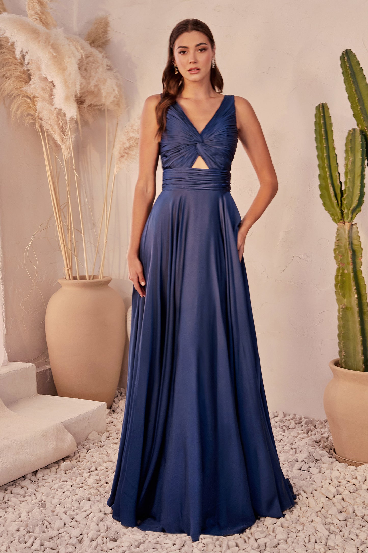 Marlena Gown - A-Line Keyhole Satin Dress