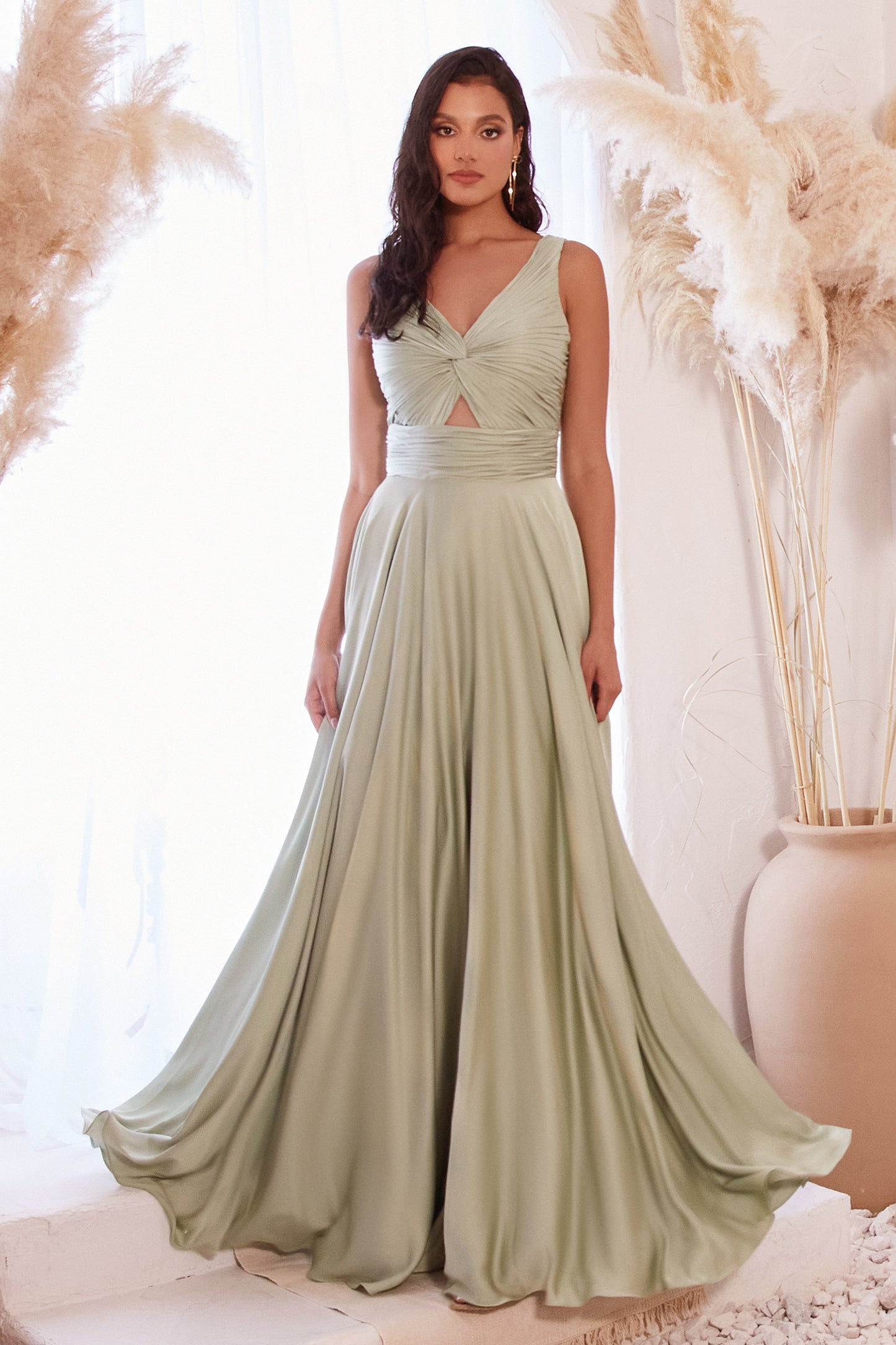 Marlena Gown - A-Line Keyhole Satin Dress