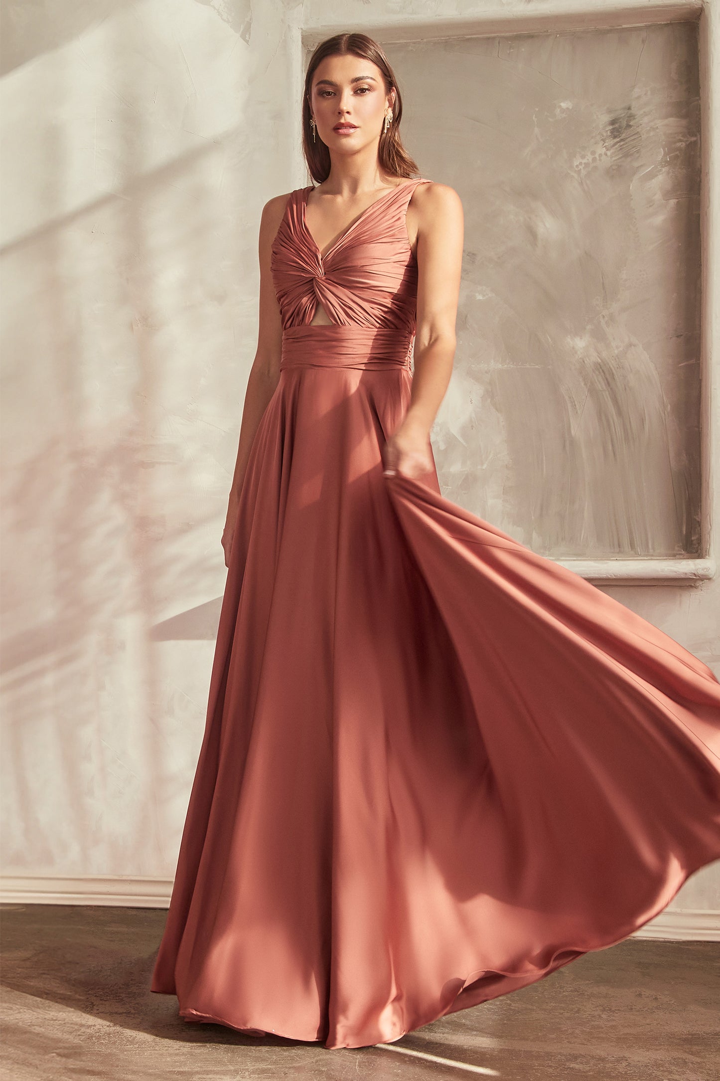 Marlena Gown - A-Line Keyhole Satin Dress