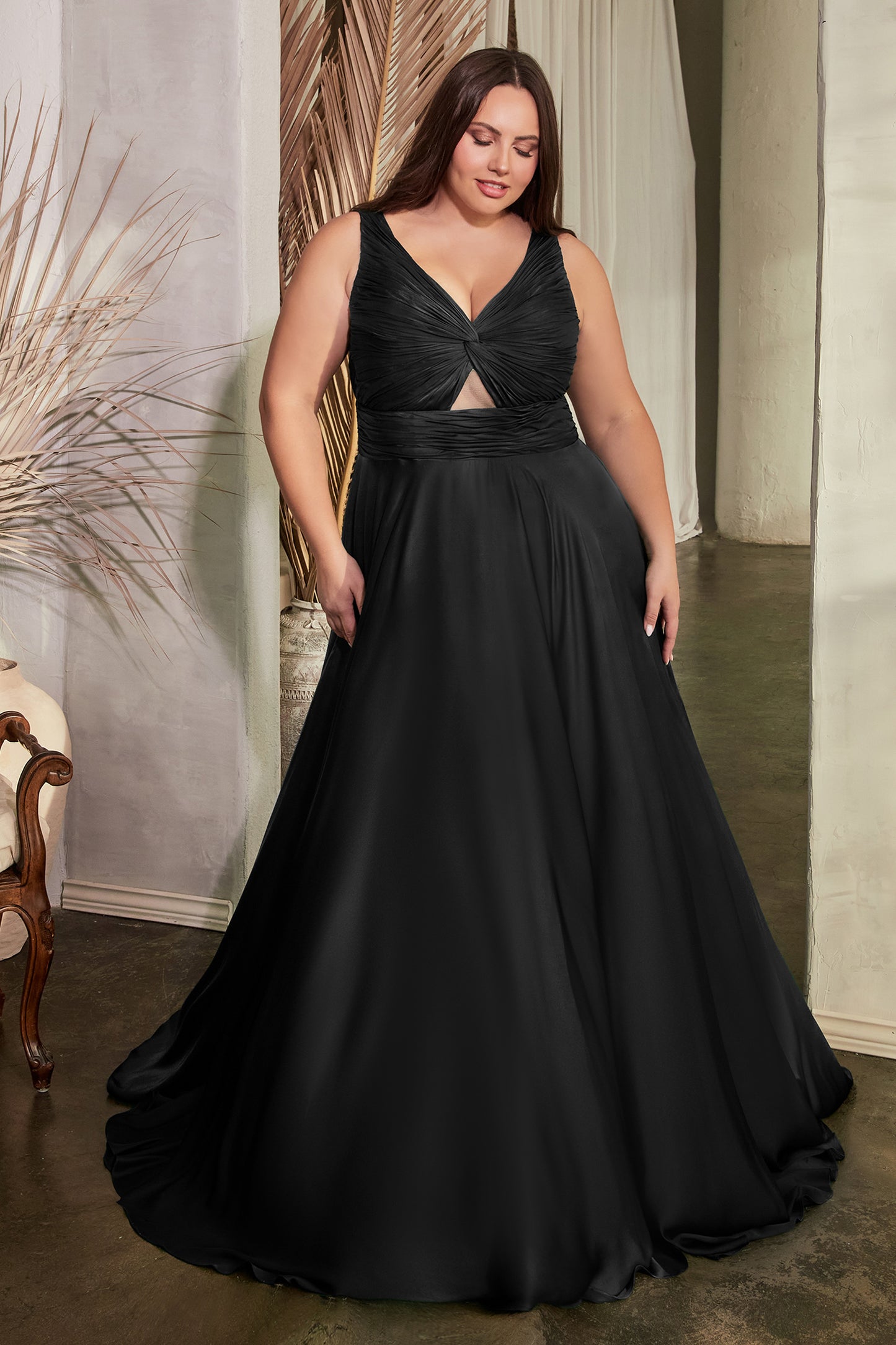 Marlena Gown - A-Line Keyhole Satin Dress