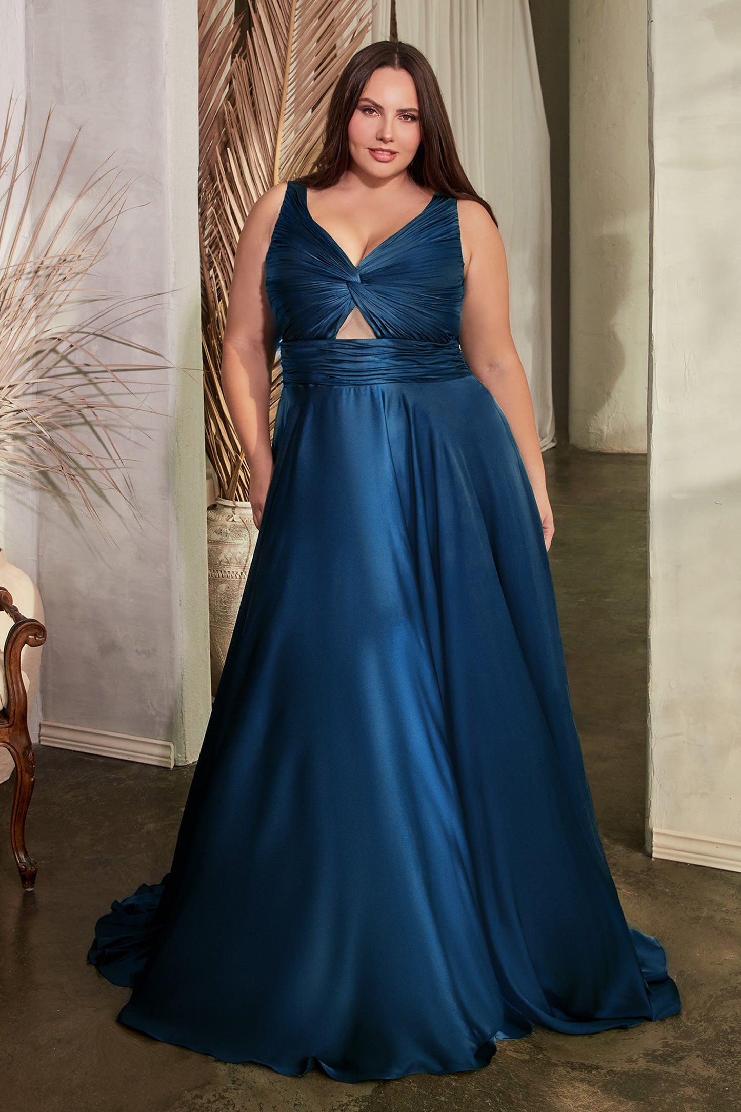 Marlena Gown - A-Line Keyhole Satin Dress