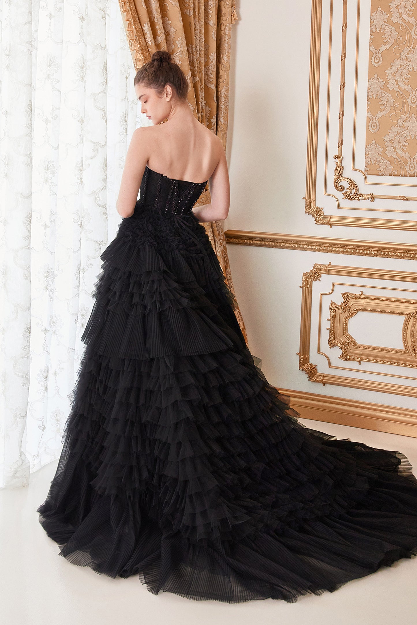 A1017 - Corset Princessa Ruffle Tulle Ball Gown - Andrea & Leo Couture