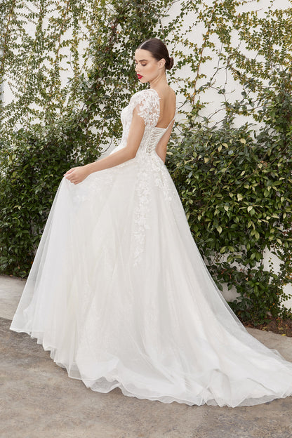 A1082W - CATHERINE CAP SLEEVE LACE BALL GOWN - Andrea & Leo Couture