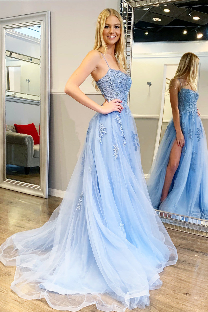 Powder blue evening dress best sale