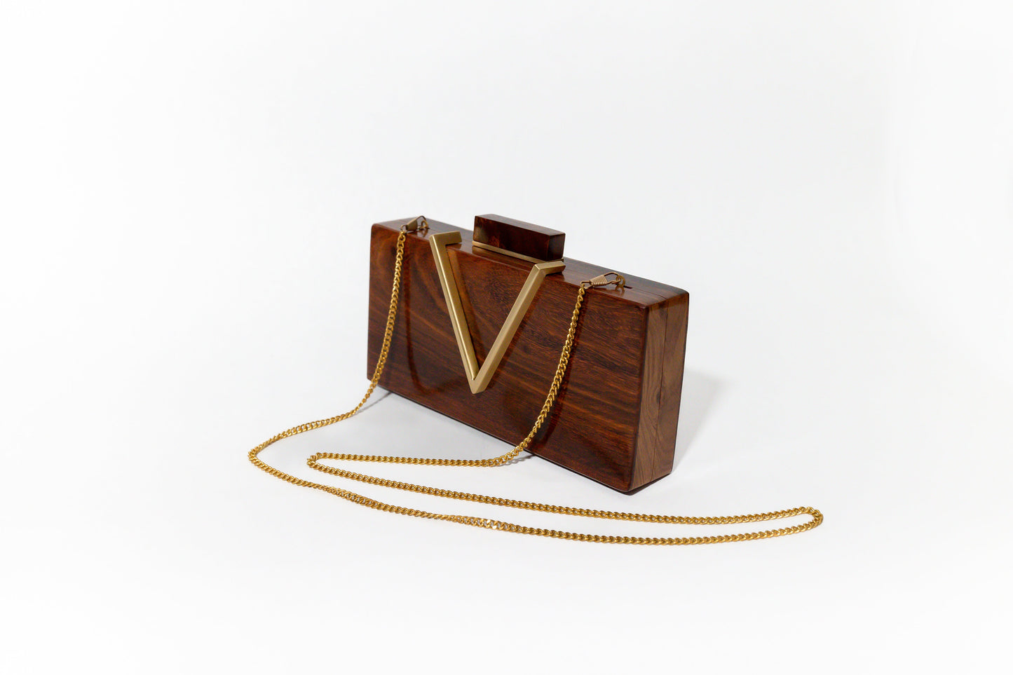 Classic V Wooden Clutch