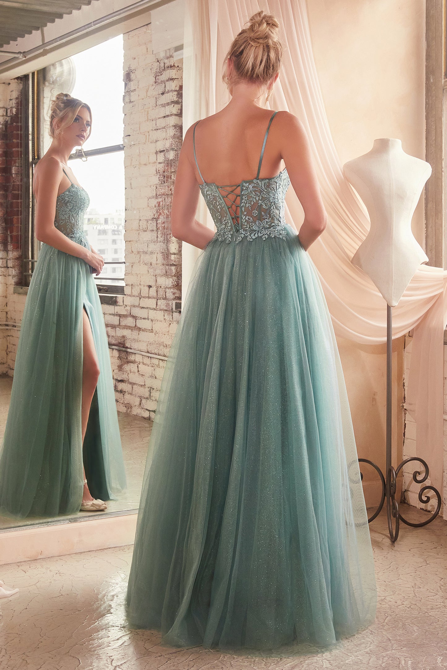 Brielle Gown - Layered Tulle & Lace A-Line Gown