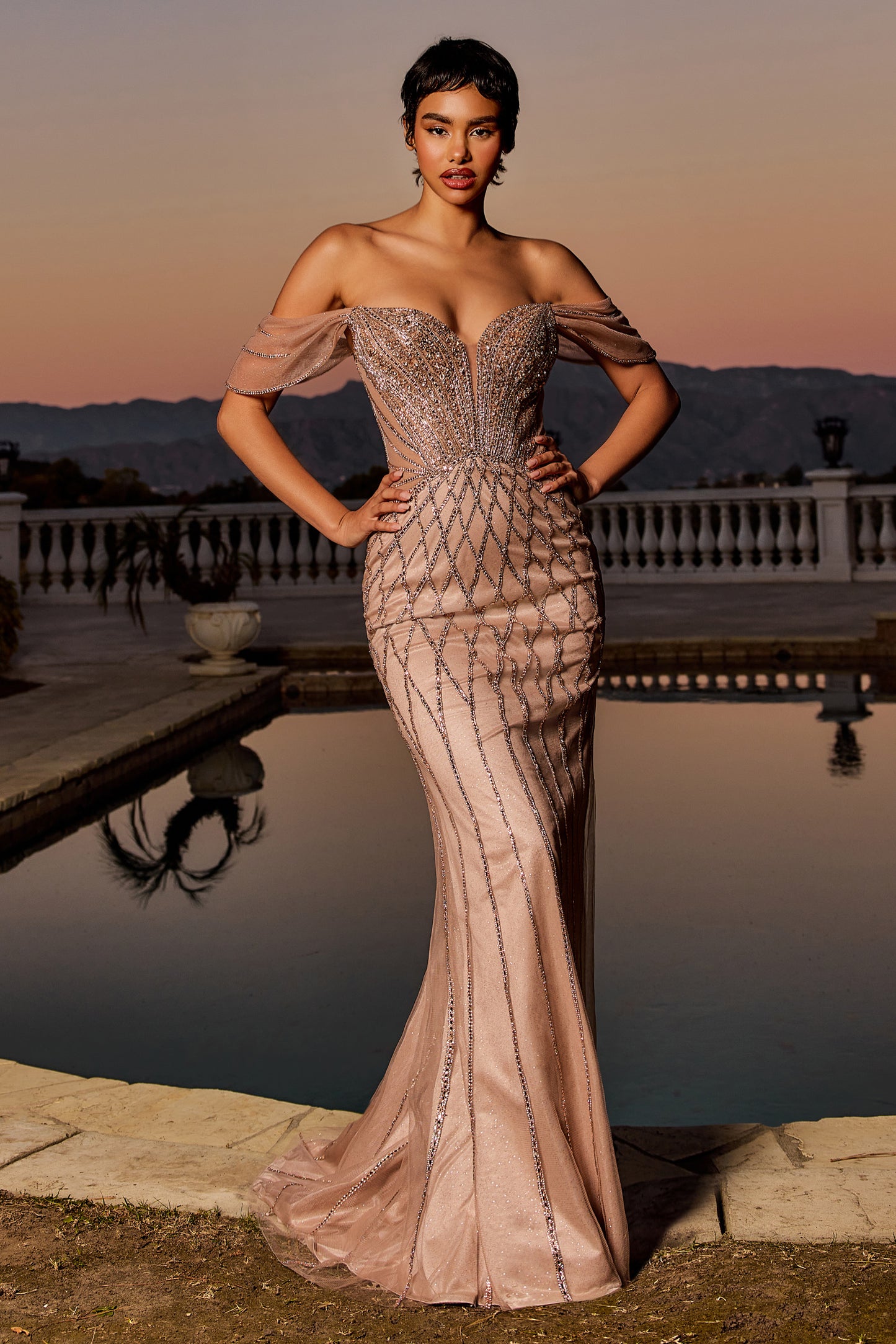 BRIAR GOWN - BEADED OFF THE SHOULDER MERMAID DRESS