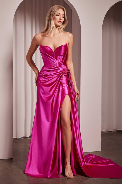 Ondine Gown - Strapless Fitted Structured Satin Gown