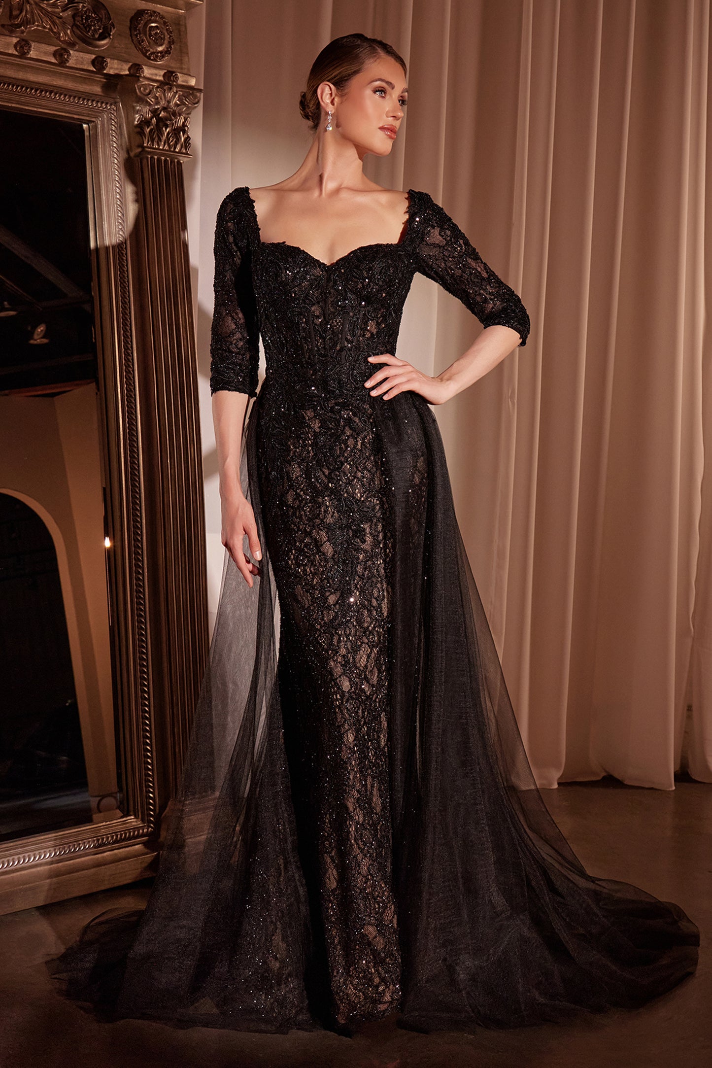 Liesel Gown - LONG SLEEVE LACE FITTED DRESS & OVERSKIRT