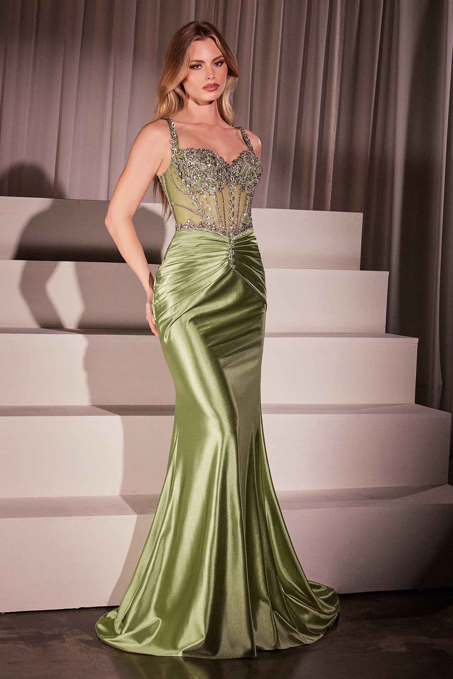 Artemis Gown - Crystal-Embellished Fitted Satin Dress