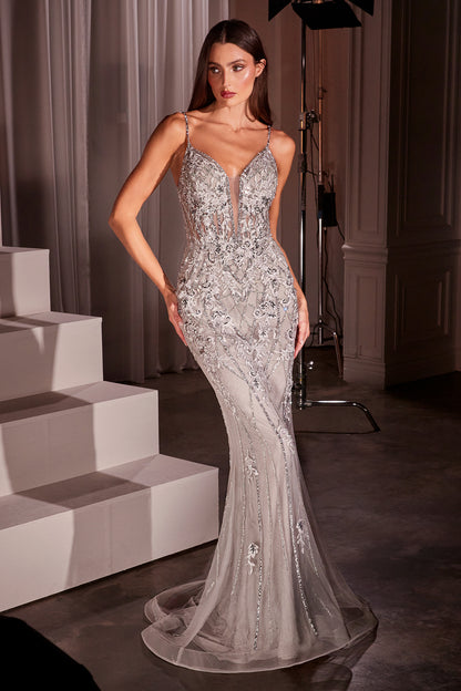 Valencia Gown - Lace & Tulle Crystal-Embellished Fitted Gown