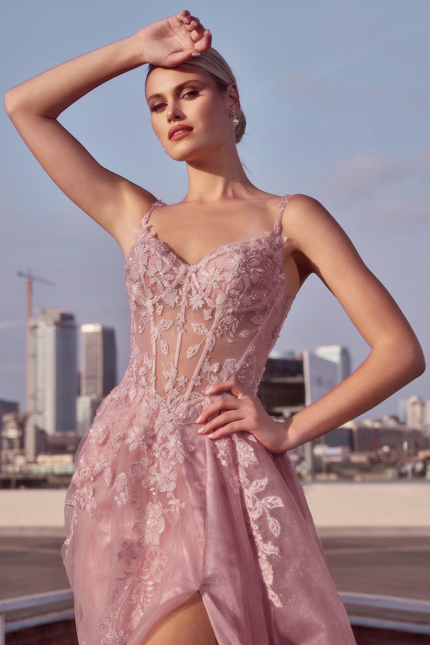 Freesia Gown - Mauve A-Line Layered Tulle Dress