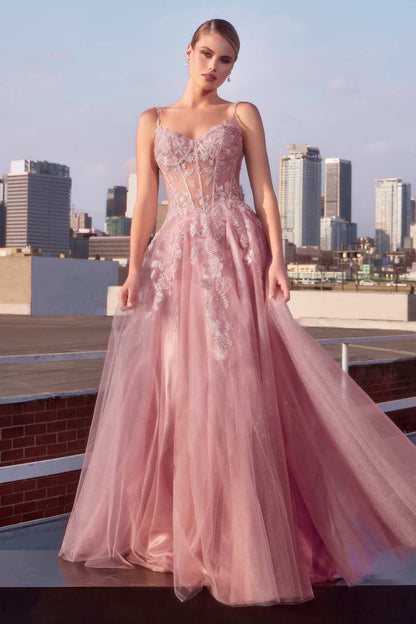 Freesia Gown - Mauve A-Line Layered Tulle Dress