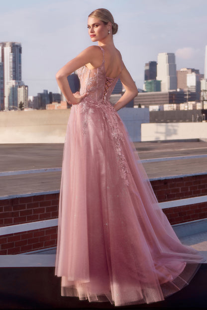 Freesia Gown - Mauve A-Line Layered Tulle Dress