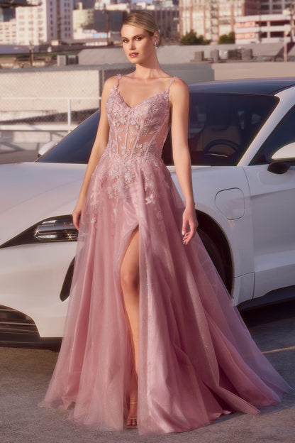 Freesia Gown - Mauve A-Line Layered Tulle Dress