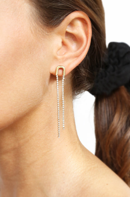 Double Crystal Chain Drop Earrings