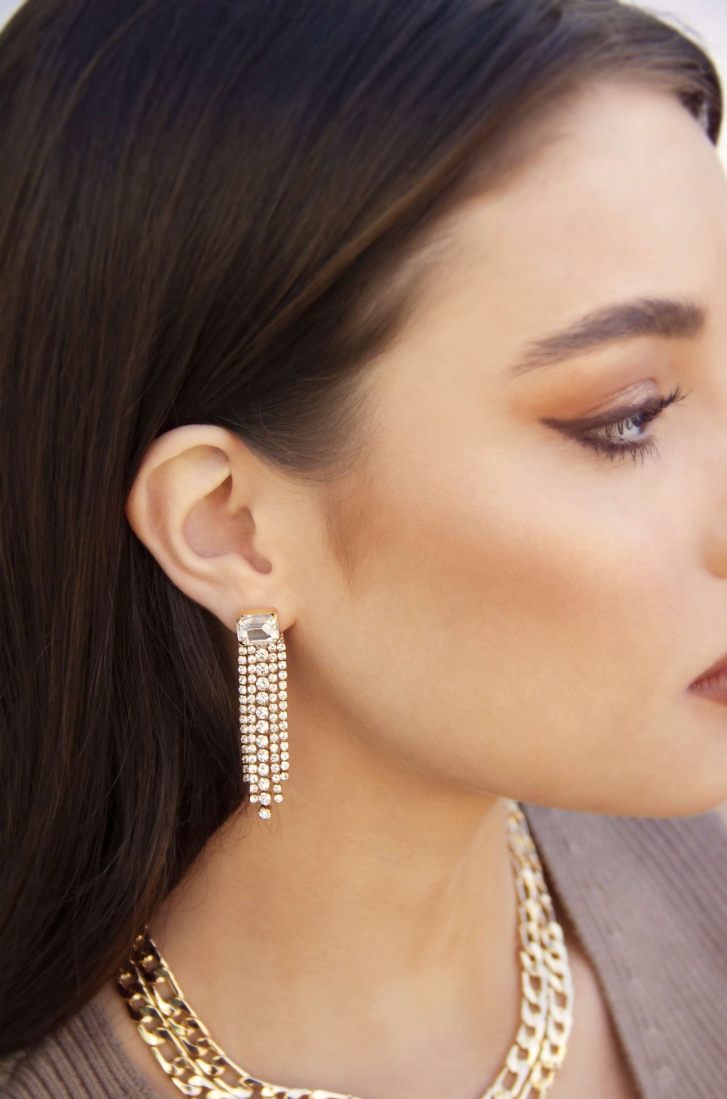 Formal Crystal Fringe Drop Earrings