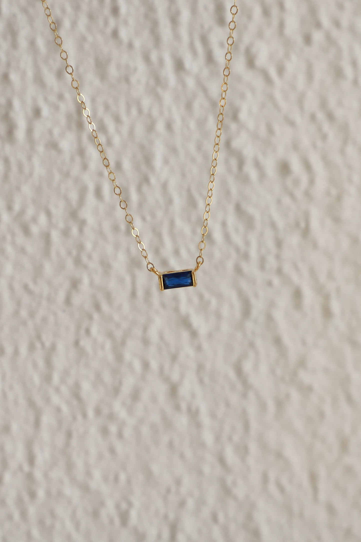 FLOATING SAPPHIRE CZ BAGUETTE NECKLACE