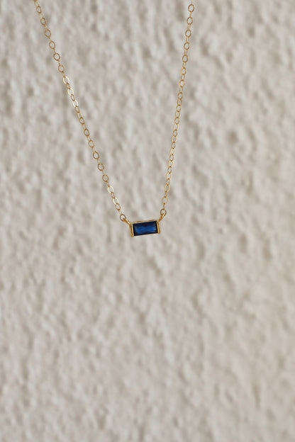 FLOATING SAPPHIRE CZ BAGUETTE NECKLACE