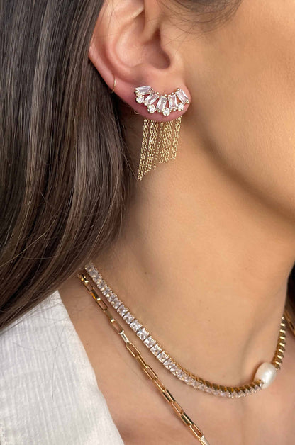 Baguette Crystal Three-In-One Ear Crawlers