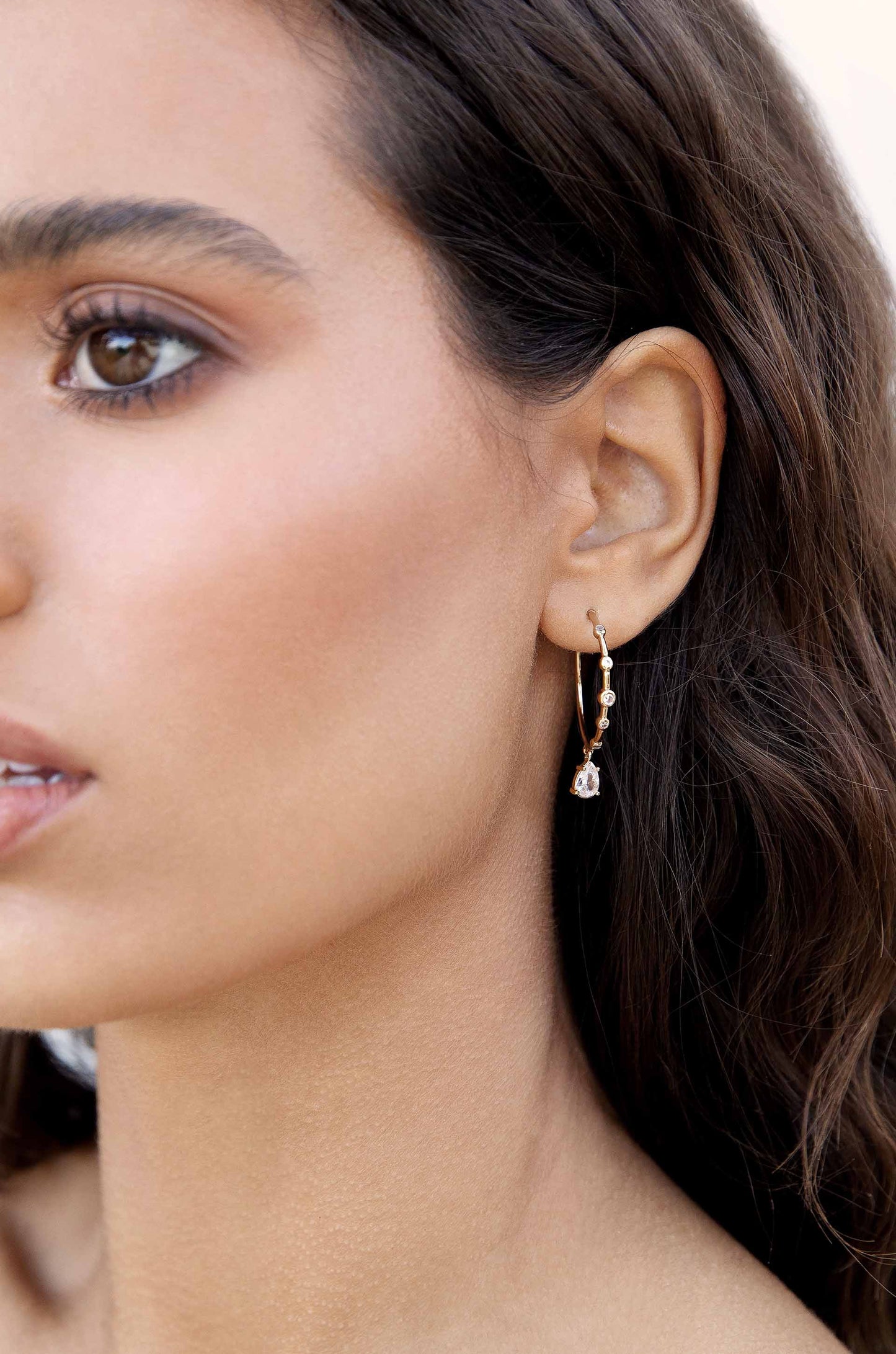 Delicate Crystal Charm Hoop Earrings