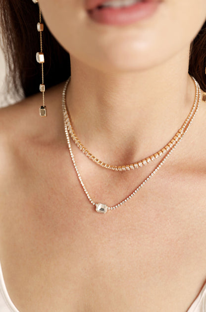 Double Layer Crystal Shine Necklace