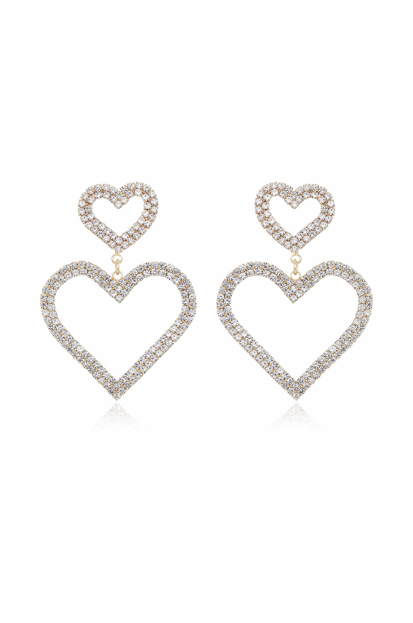 Double Trouble Heart Crystal Earrings