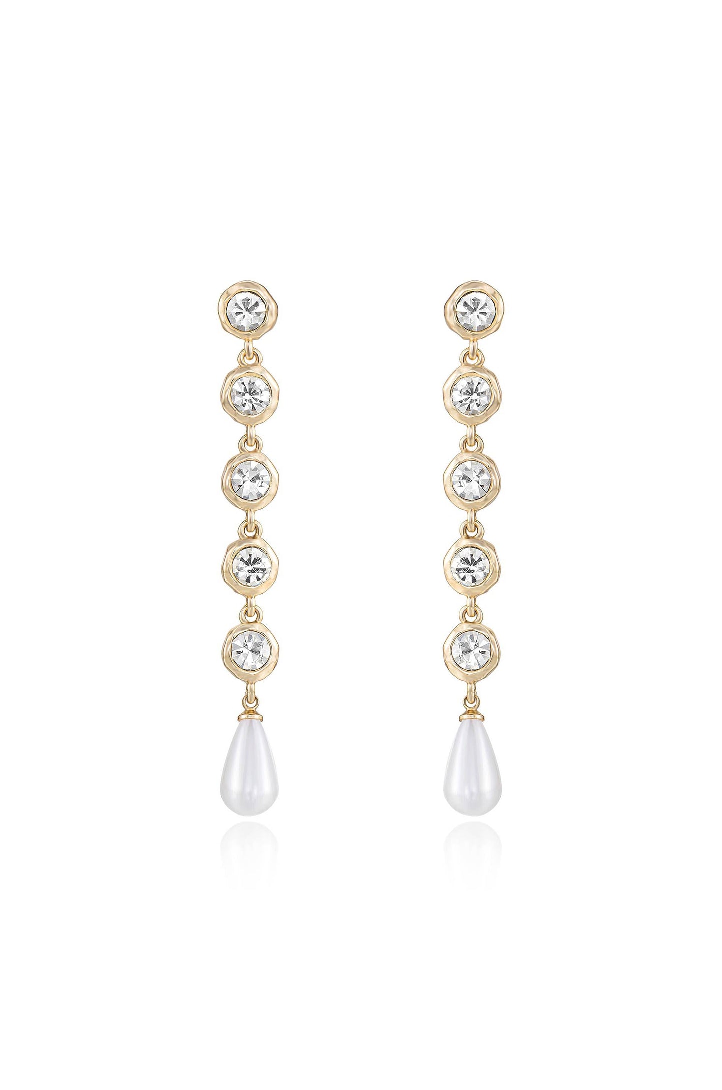 Elegantly Modern Crystal and Pearl Dangle Earrings