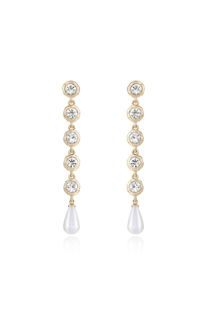 Elegantly Modern Crystal and Pearl Dangle Earrings