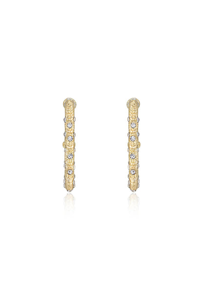 Crystal Studded Rectangle Hoop Earrings