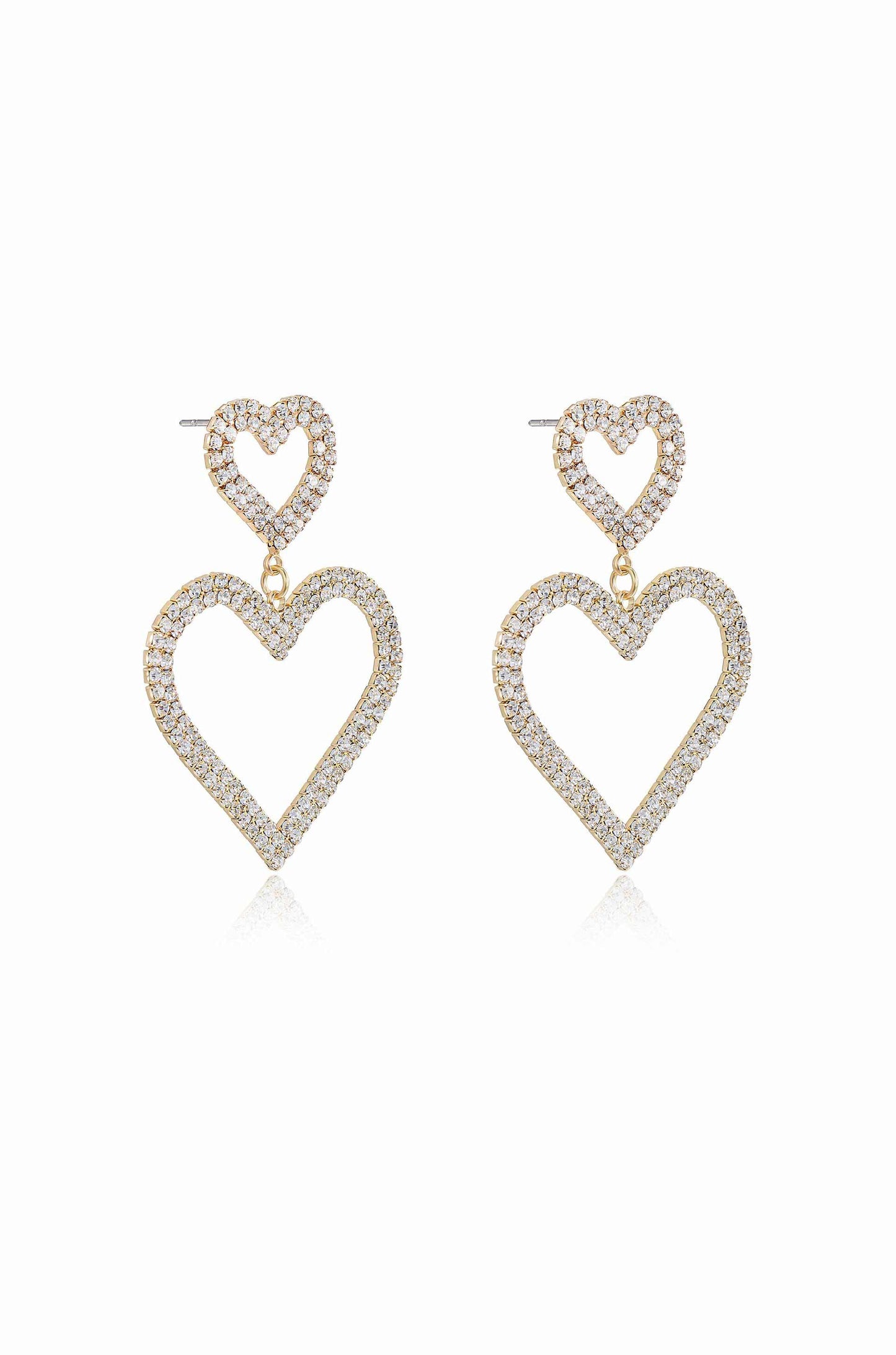 Double Trouble Heart Crystal Earrings