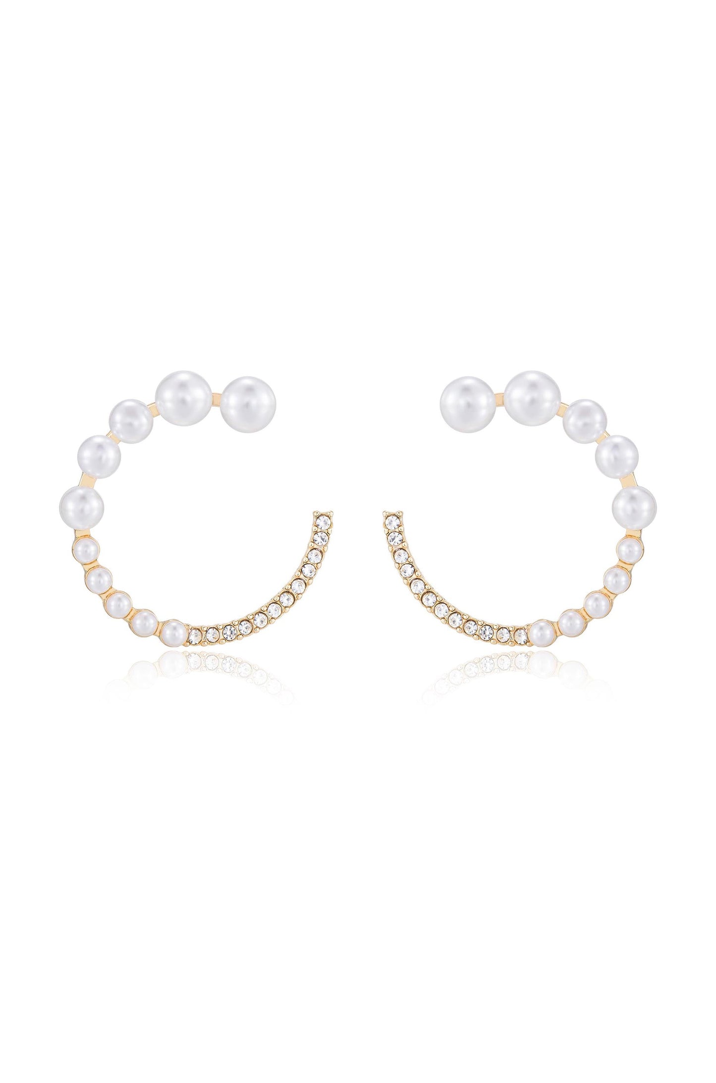 Chic Pearl And Crystal Open Circle Earrings