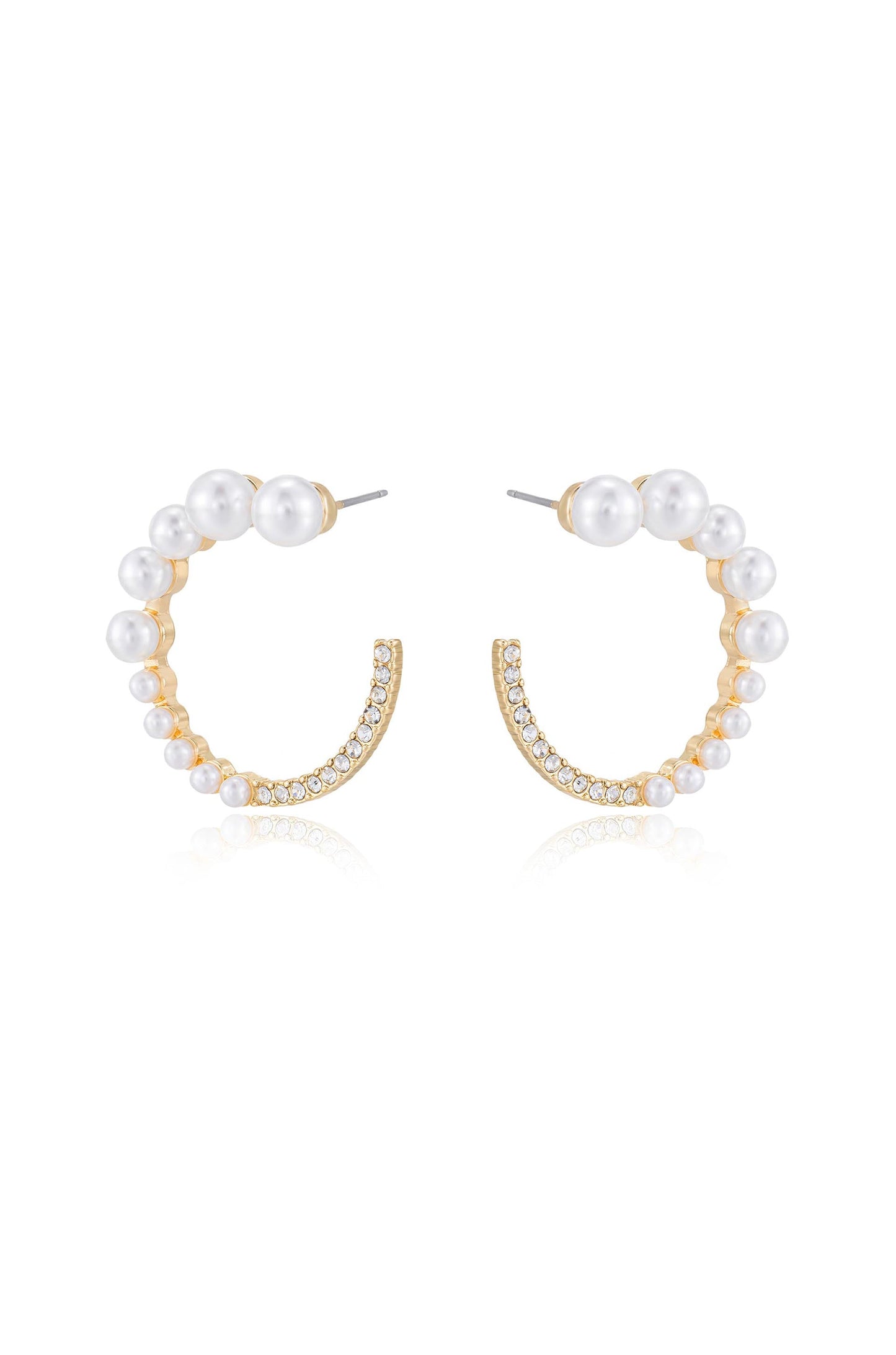 Chic Pearl And Crystal Open Circle Earrings