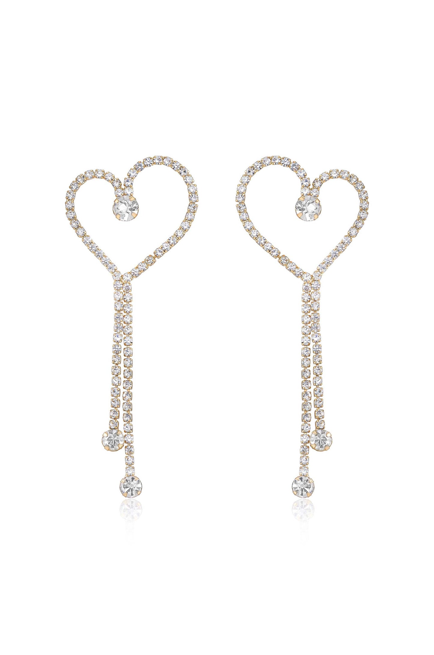 Crystal Heart Linear Drop Earrings