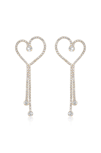 Crystal Heart Linear Drop Earrings