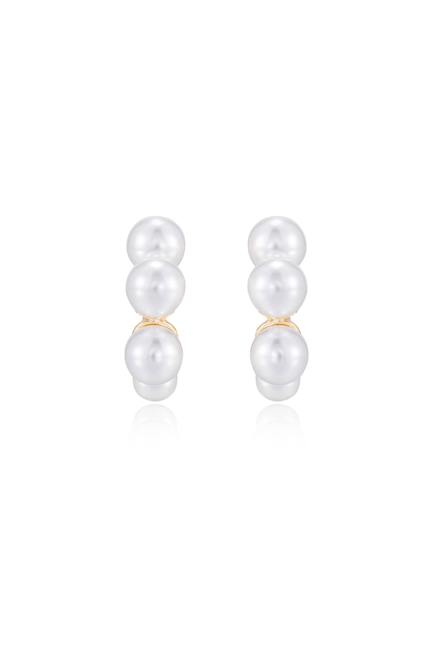 Five Pearls Hoop Earrings