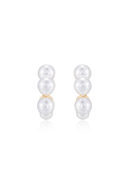 Five Pearls Hoop Earrings