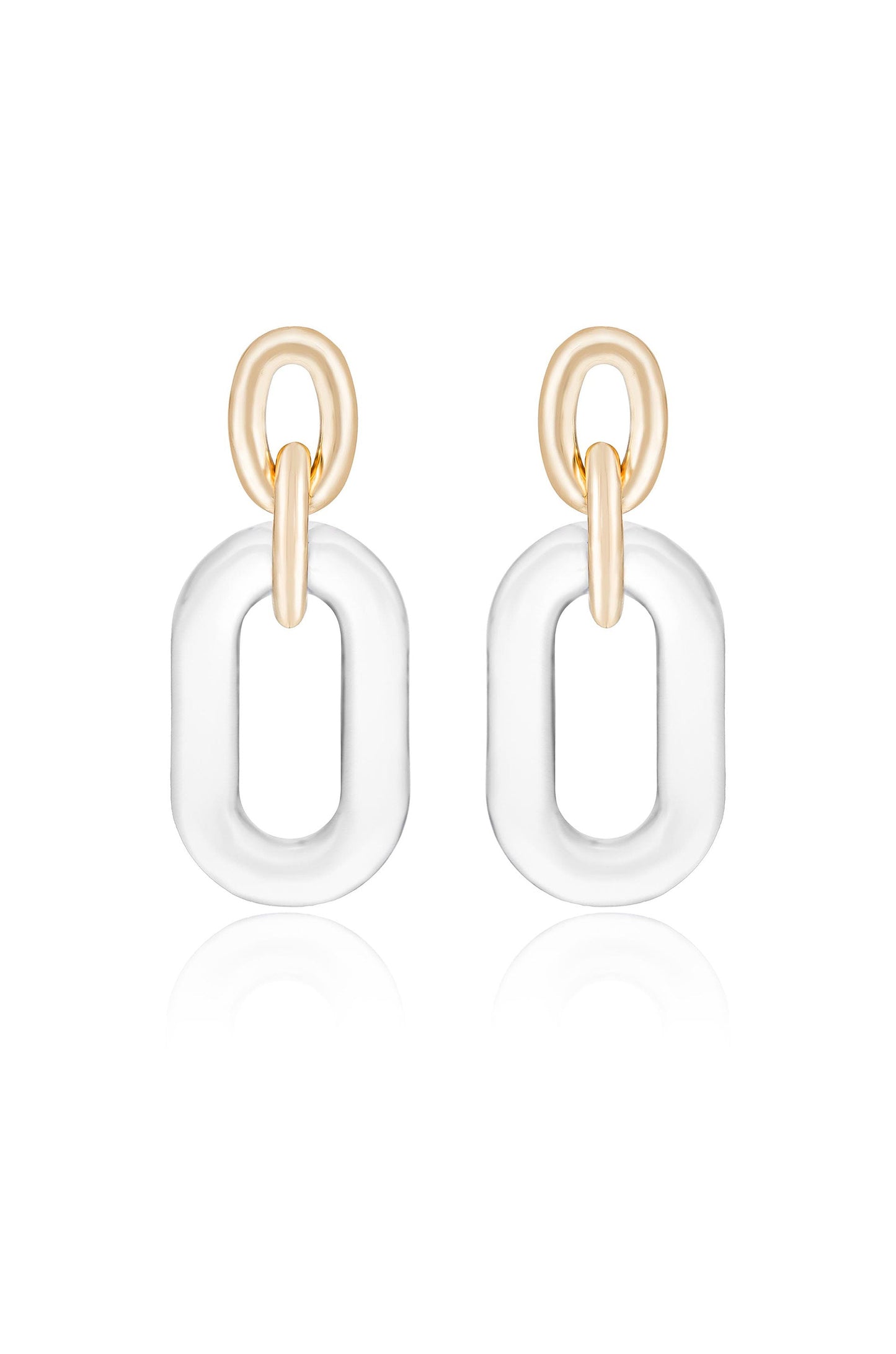 Clear Resin Paperclip Oval Earrings