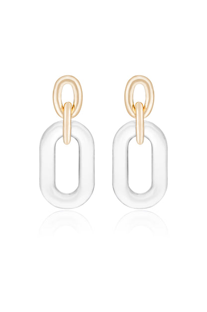 Clear Resin Paperclip Oval Earrings