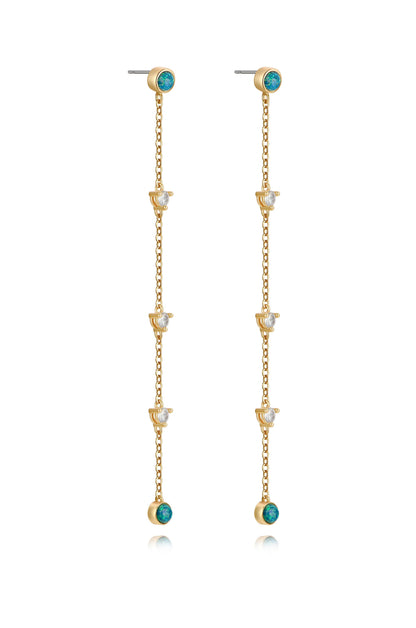 Green Kyocera Opal Drop Earrings