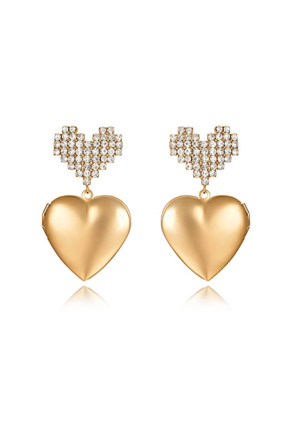 Digital Love Crystal Heart Dangle Earrings