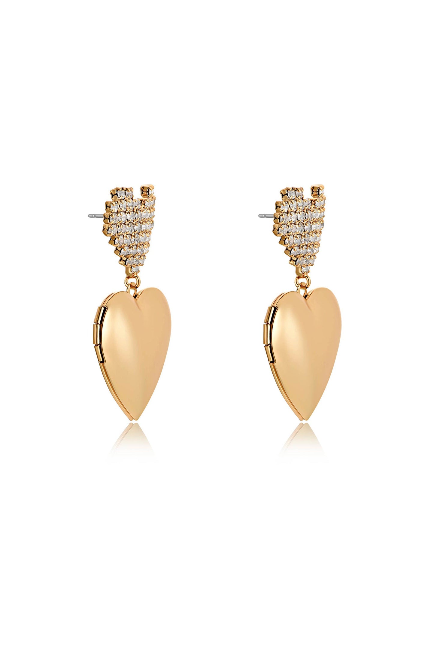 Digital Love Crystal Heart Dangle Earrings