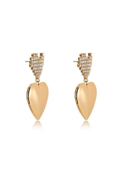 Digital Love Crystal Heart Dangle Earrings